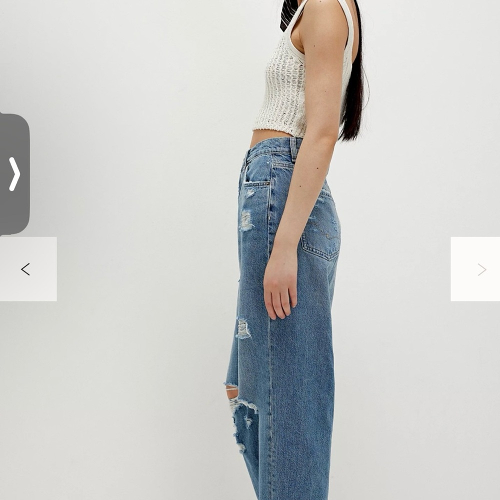 🌞Free People, We the Free, Blue Deconstructed Cora Boyfriend Jeans - 25, #60 - Picture 4 of 7